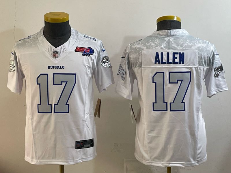 Youth 2025 Buffalo Bills #17 Allen white 5th generation Throwback Nike Limited NFL Jersey style 08